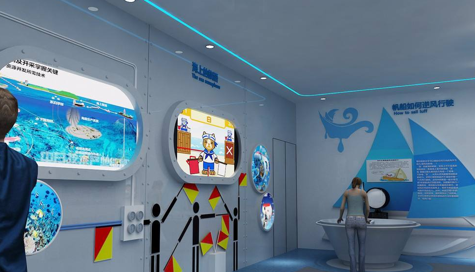 海洋展館設(shè)計(jì)多媒體與圖文展項(xiàng)，傳播海洋知識